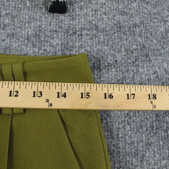 The Fold Pants 6 Talia Pleated Wool Straight Leg Trouser Olive Green Work Office